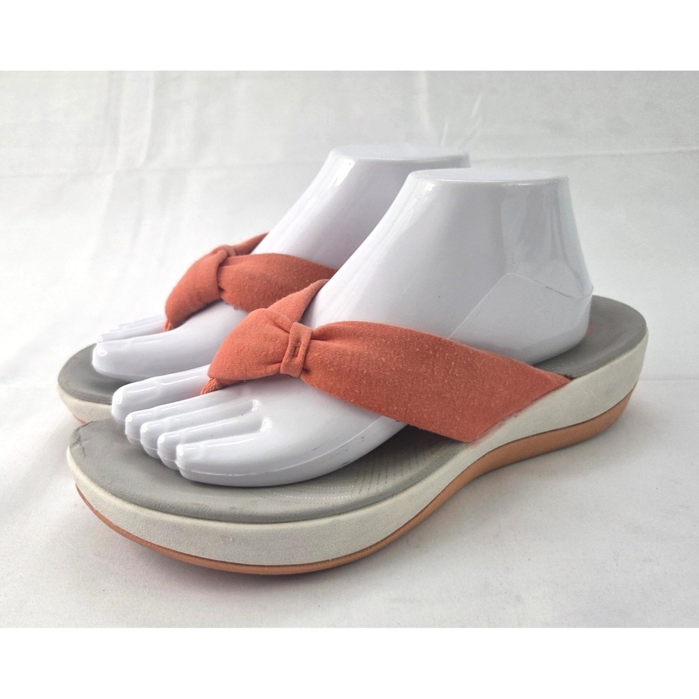 Clarks Cloudsteppers Flip Flop Sandals Womens 10 Orange Coastal Casual Comfort